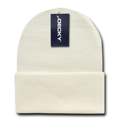 Wholesale Bulk Long Cuffed Beanie, Blank Promo Acrylic Knit Beanie - Decky KCP - 