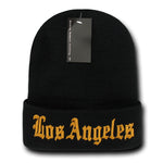 Los Angeles LA City Beanie, Knit Cap, Black/Gold - N21
