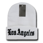 Los Angeles LA City Beanie Knit Cap, White/Black