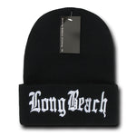 Long Beach City Beanie Knit Cap, Black/White - Picture 1 of 1