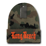 Long Beach City Beanie Knit Cap, Camo/Orange - Picture 1 of 1