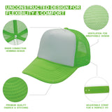 Nissun Neon Color Foam Mesh Trucker Hats Caps Blank Two Tone Snapbacks - info