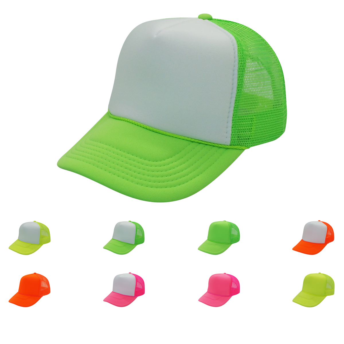 Nissun Neon Color Foam Mesh Trucker Hats Caps, Blank Two Tone Snapback ...