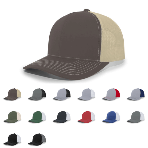 Pacific Headwear 104S - Contrast Stitch Trucker Hat, Snapback Cap - 104S