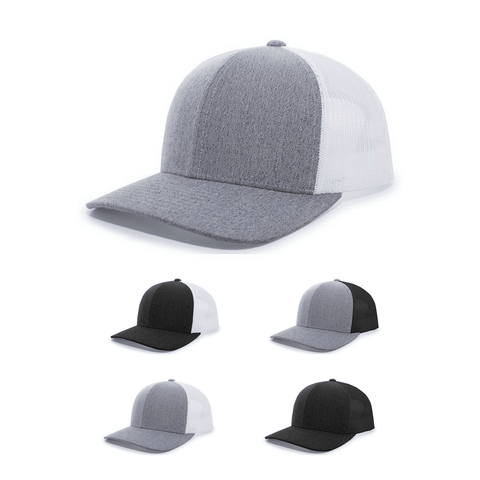 Pacific Headwear 110C - Heather Trucker Hat, Snapback Cap - 110C