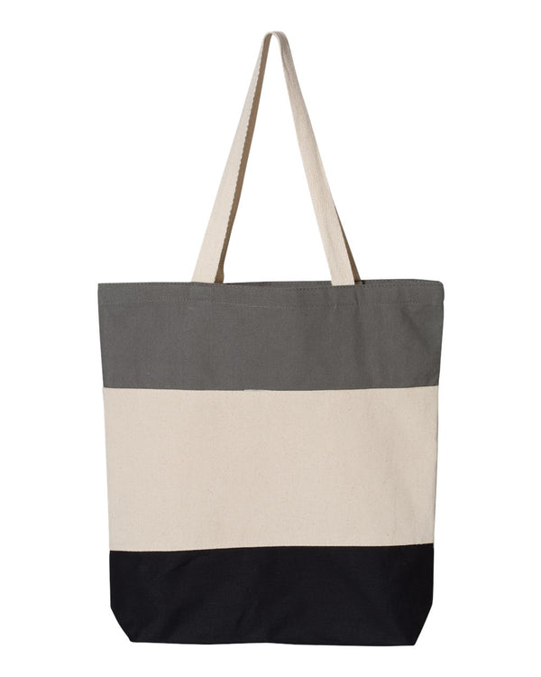 Q-Tees 11L Tri-Color Tote, Cotton Canvas Tote Bag - Q125900