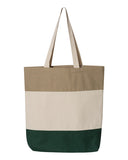 Q-Tees 11L Tri-Color Tote, Cotton Canvas Tote Bag - Q125900