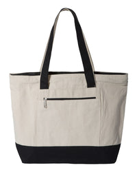 Q-Tees 19L Zippered Tote, Cotton Canvas Tote Bag - Q1300