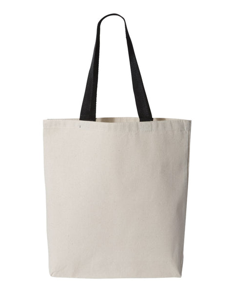 Q-Tees 11L Canvas Tote with Contrast-Color Handles, Tote Bag
