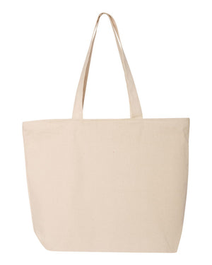 Q-Tees 25L Zippered Tote, Heavy Cotton Canvas Tote Bag - Q611 - 