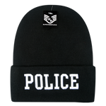 Police Law Enforcement Knit Beanie Cap - R81 - White Text