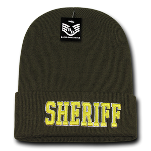 Sheriff Law Enforcement Knit Beanie Cap - Olive - R81 - 