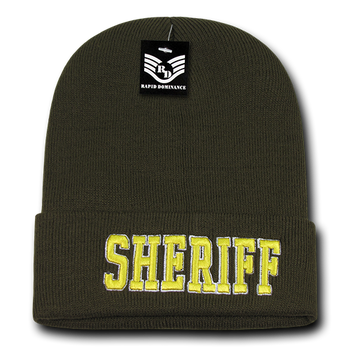 Sheriff Law Enforcement Knit Beanie Cap - Olive - R81