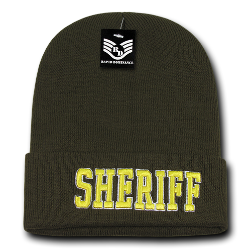Sheriff Law Enforcement Knit Beanie Cap - Olive - R81