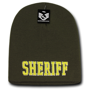 Sheriff Law Enforcement Knit Beanie Cap - Olive - R90 - 