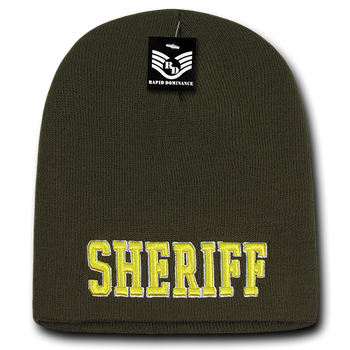 Sheriff Law Enforcement Knit Beanie Cap - Olive - R90