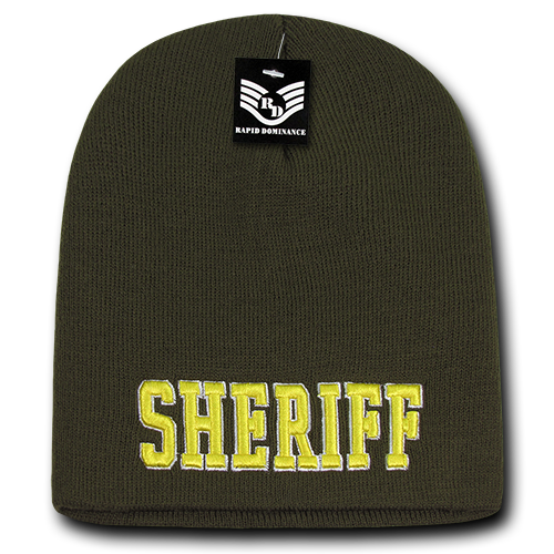 Sheriff Law Enforcement Knit Beanie Cap - Olive - R90