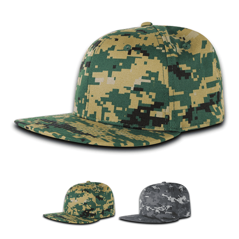 Decky RP1 - Digital Camo Retro Fitted Cap, Flat Bill Hat, Camouflage