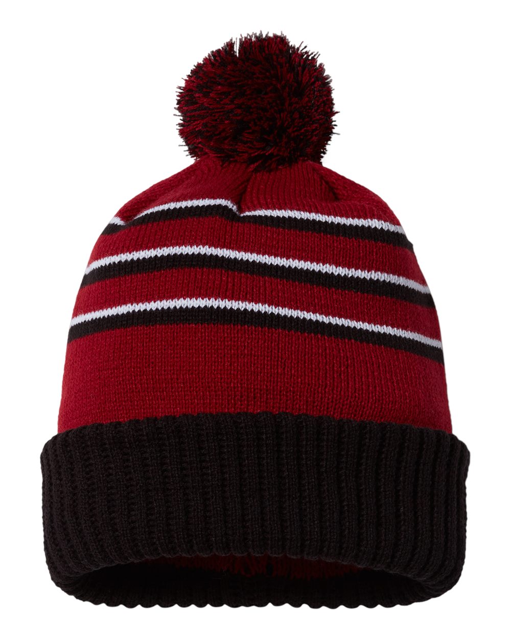 Enlarged view of Richardson 134 - Striped Knit Beanie with Cuff & Pom - 134
