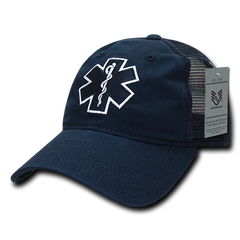 EMT Cross Trucker Hat Relaxed Mesh Baseball Cap Paramedic Star of Life - Rapid Dominance S79 - 