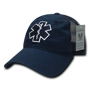 EMT Cross Trucker Hat Relaxed Mesh Baseball Cap Paramedic Star of Life - Rapid Dominance S79 - 
