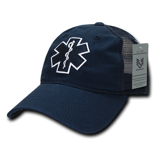 EMT Cross Trucker Hat Relaxed Mesh Baseball Cap Paramedic Star of Life - Rapid Dominance S79