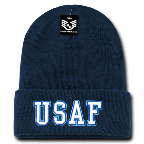 United States Air Force Beanie, Air Force Knit Cap, USAF Beanie, USAF Text - Rapid Dominance S81