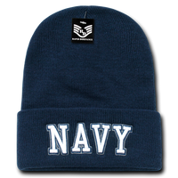 United States Navy Beanie, Navy Knit Cap, USN Beanie, Navy Text - Rapid Dominance S81