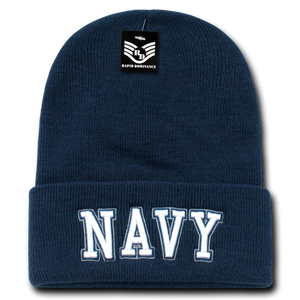 United States Navy Beanie, Navy Knit Cap, USN Beanie, Navy Text - Rapid Dominance S81 - 