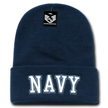 United States Navy Beanie, Navy Knit Cap, USN Beanie, Navy Text - Rapid Dominance S81