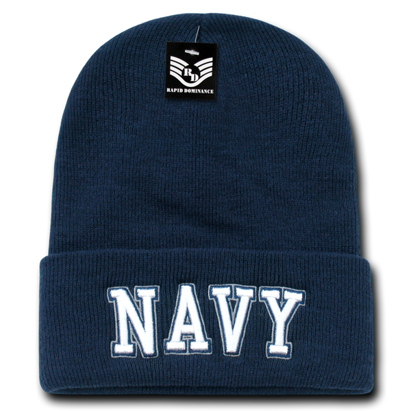 United States Navy Beanie, Navy Knit Cap, USN Beanie, Navy Text - Rapid Dominance S81