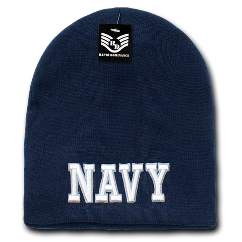 United States Navy Beanie, Navy Knit Cap, USN Beanie, Navy Text - Rapid Dominance S90