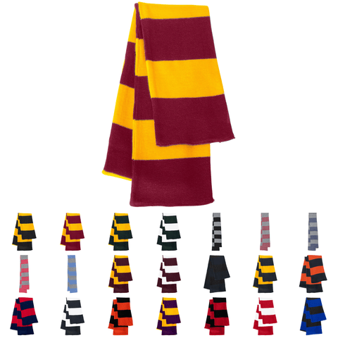 Sportsman Rugby-Striped Knit Scarf - SP02 - 7.25"W x 69"L