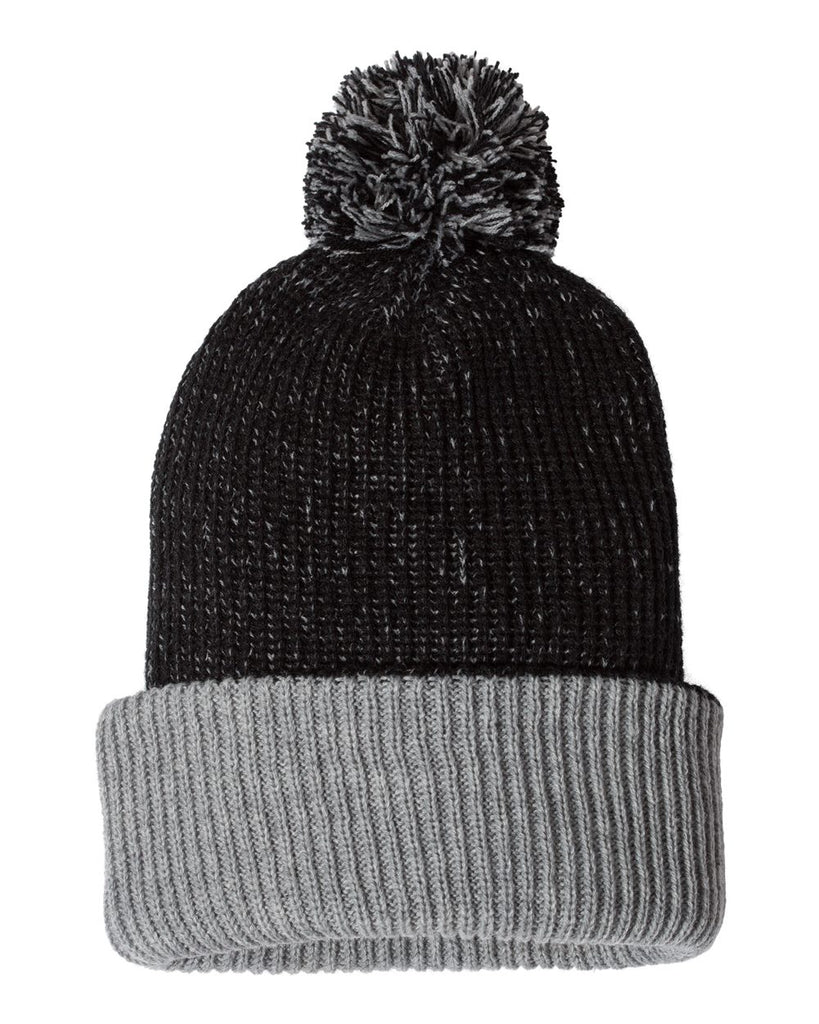 Speckled Black and White Knit Beanie Cap