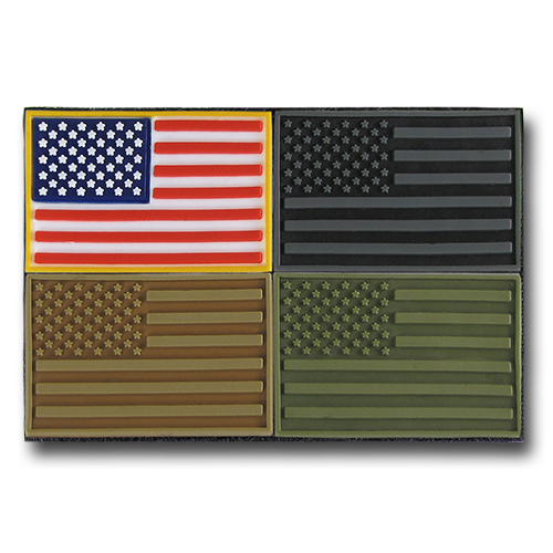 Tactical USA Flag Tactical Mini Rubber Patches, H&L Hook & Loop-Back, Velcro - RapDom T96