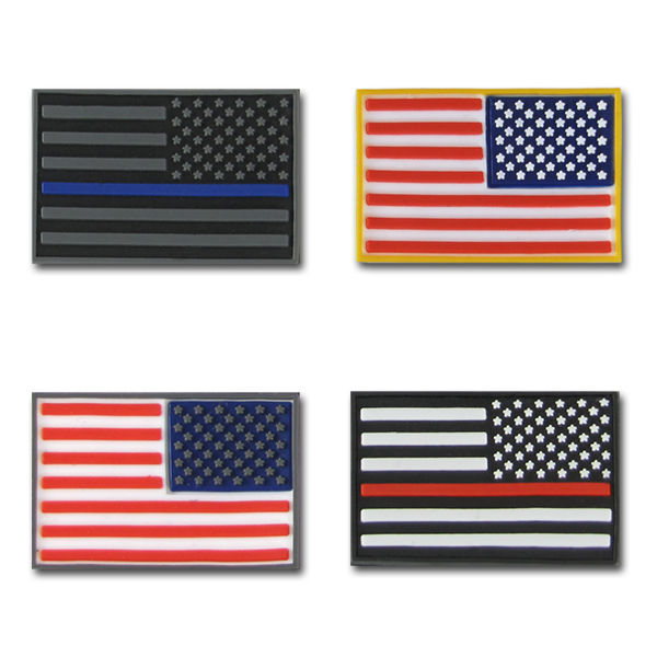 USA Flag (Left Arm) Patch: Rubber Hook-Backing Patch by Hazard 4