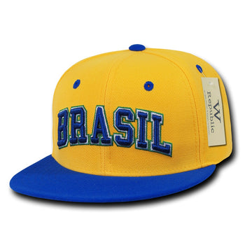 Brasil Brazil Hat Snapback Flat Bill Country Cap - WR101