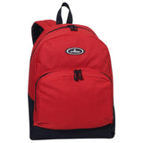 Everest Backpack Book Bag - Back to School Classic Two-Tone with Front Organizer Red/Black