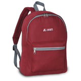 Everest Backpack Book Bag - Back to School Basic Style - Mid-Size Burgundy