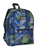 Everest Backpack Book Bag - Back to School Basics - Fun Patterns & Prints Blue/ Green Geo