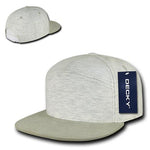 Decky 1140 - 7 Panel Heather Jersey Cap, Snapback Flat Bill Hat