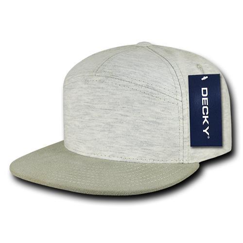 Wholesale Bulk Blank 7 Panel Heather Jersey Snapback Flat Bill Hat - Decky 1140