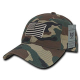Wholesale Bulk American Flag USA Ripstop Relaxed Dad Hats - S73 - Woodland Camo