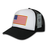Wholesale Bulk American Flag USA Trucker Foam Mesh Hat - A10 - Black