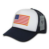 Wholesale Bulk American Flag USA Trucker Foam Mesh Hat - A10 - Navy