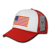 Wholesale Bulk American Flag USA Trucker Foam Mesh Hat - A10 - Red