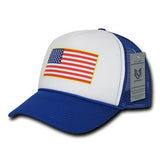 Wholesale Bulk American Flag USA Trucker Foam Mesh Hat - A10 - Royal