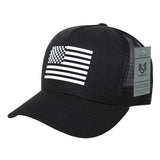 Wholesale Bulk American Flag USA Trucker Mesh Cap - A12 - Black