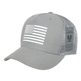 Wholesale Bulk American Flag USA Trucker Mesh Cap - A12 - Grey