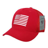 Wholesale Bulk American Flag USA Trucker Mesh Cap - A12 - Red